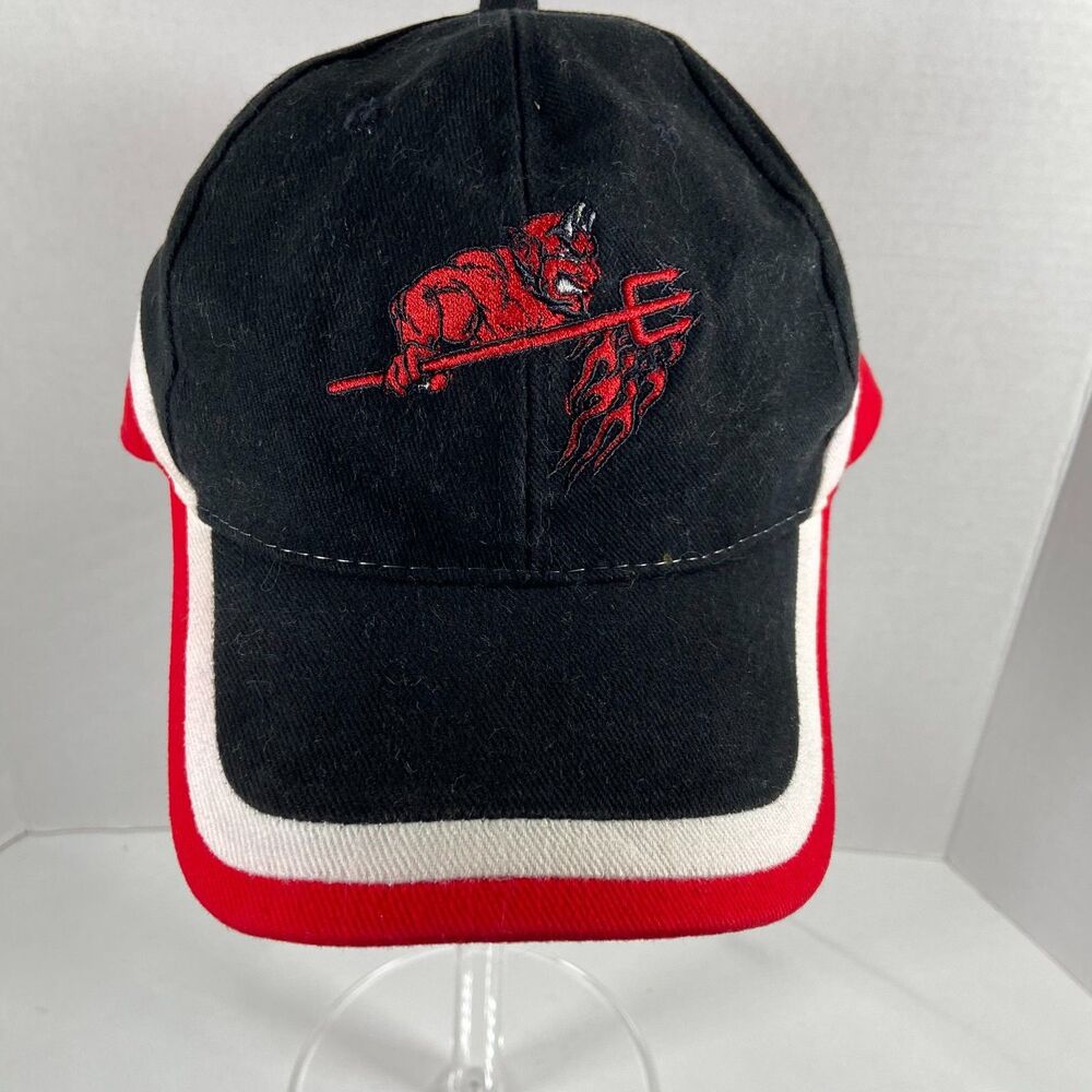Red Devil Pitchfork Hat Adult Adjustable Black Red White Cotton Baseball Cap